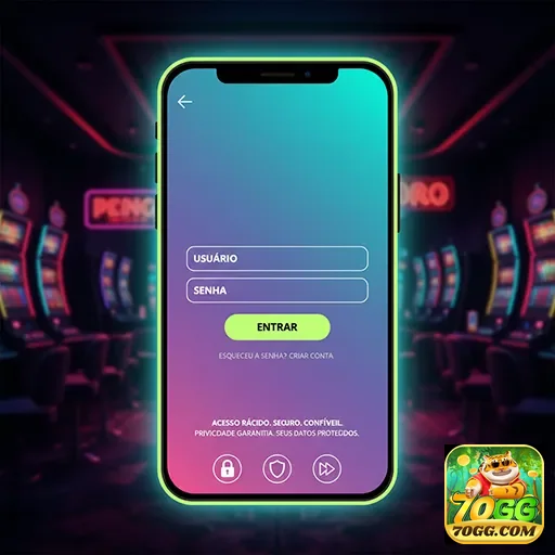 Tela de login do site 70gg para acesso seguro.