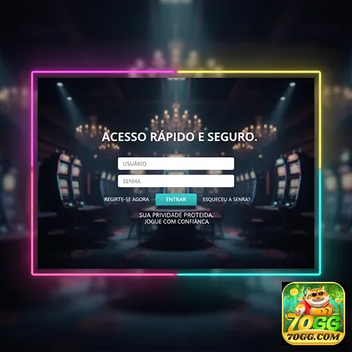 Tela de login do aplicativo 70gg com acesso rápido.