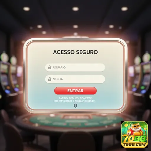 Tela de login da 70gg com foco em acesso seguro.