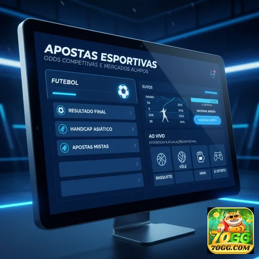 Tela de apostas esportivas com opções variadas no 70gg.