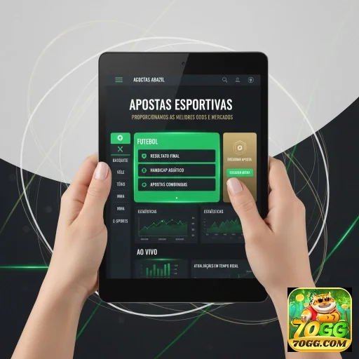 Interface de apostas esportivas no tablet da 70gg.