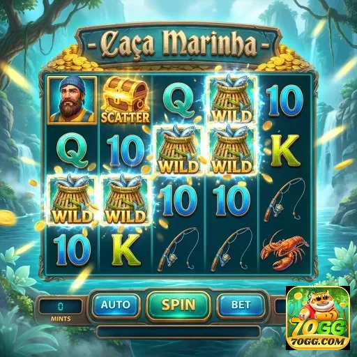 Tela do jogo Caça Marinha no 70gg com símbolos de caça.