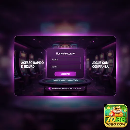 Tela de login do site 70gg para jogadores VIP.