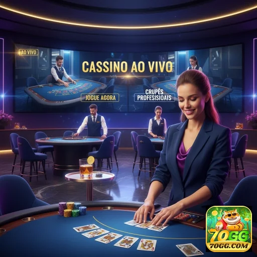 Imagem do 70gg mostrando cassino ao vivo com crupiês profissionais.