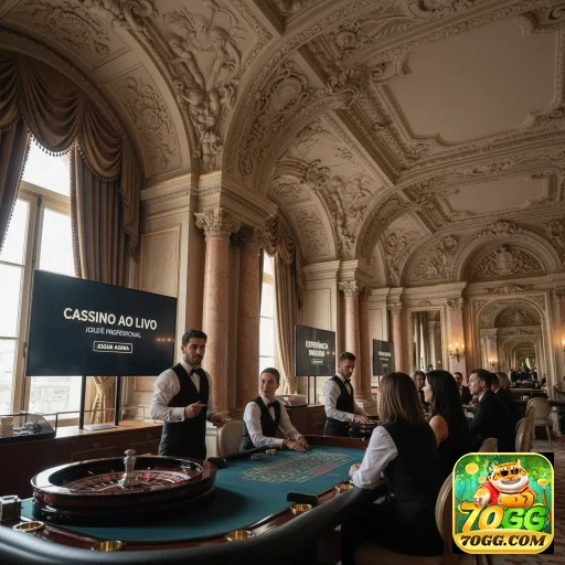 Imagem de cassino ao vivo da 70gg com luxo e sofisticação.