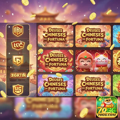 Imagem do aplicativo 70gg mostrando slots de Deuses da Fortuna.