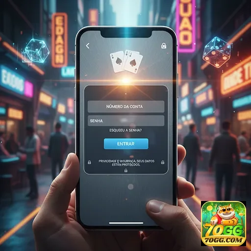Jogador acessando a plataforma 70gg pelo celular.