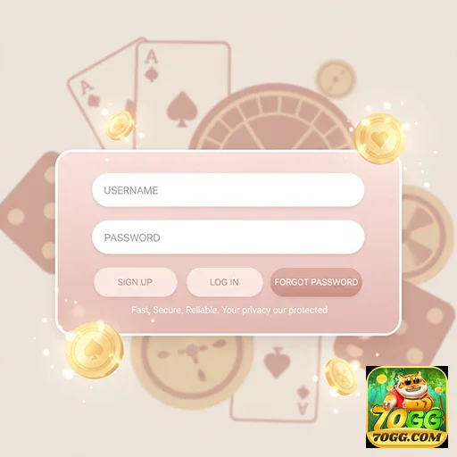 Tela de login do aplicativo 70gg com foco em serviços VIP.