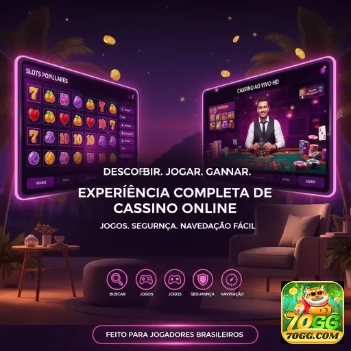 Plataforma 70gg exibindo jogos de cassino online em alta definição.