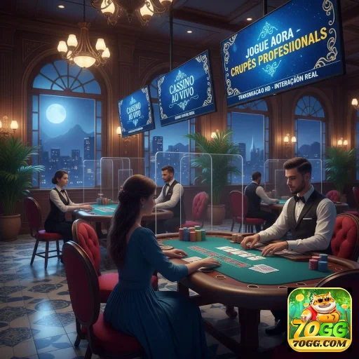 Jogadores participando de jogos de cassino ao vivo na 70gg.