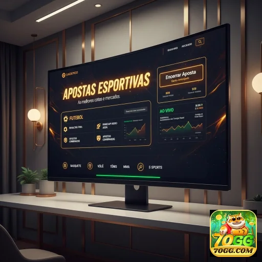 Tela exibindo painel de apostas esportivas do 70gg.
